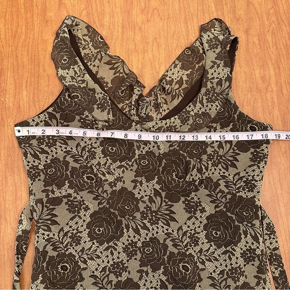 Vintage Old Navy Brown Floral Dress Size 6 Y2K 90s Babydoll Coquette Fairy Lace - Picture 5 of 8